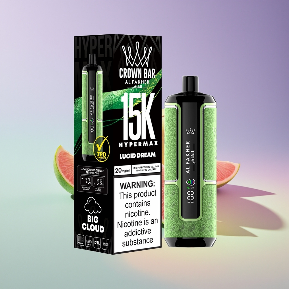Wholesale Finland Al Fakher Crown Bar 15K Hypermax 15,000 Tupaa Lucid Dream