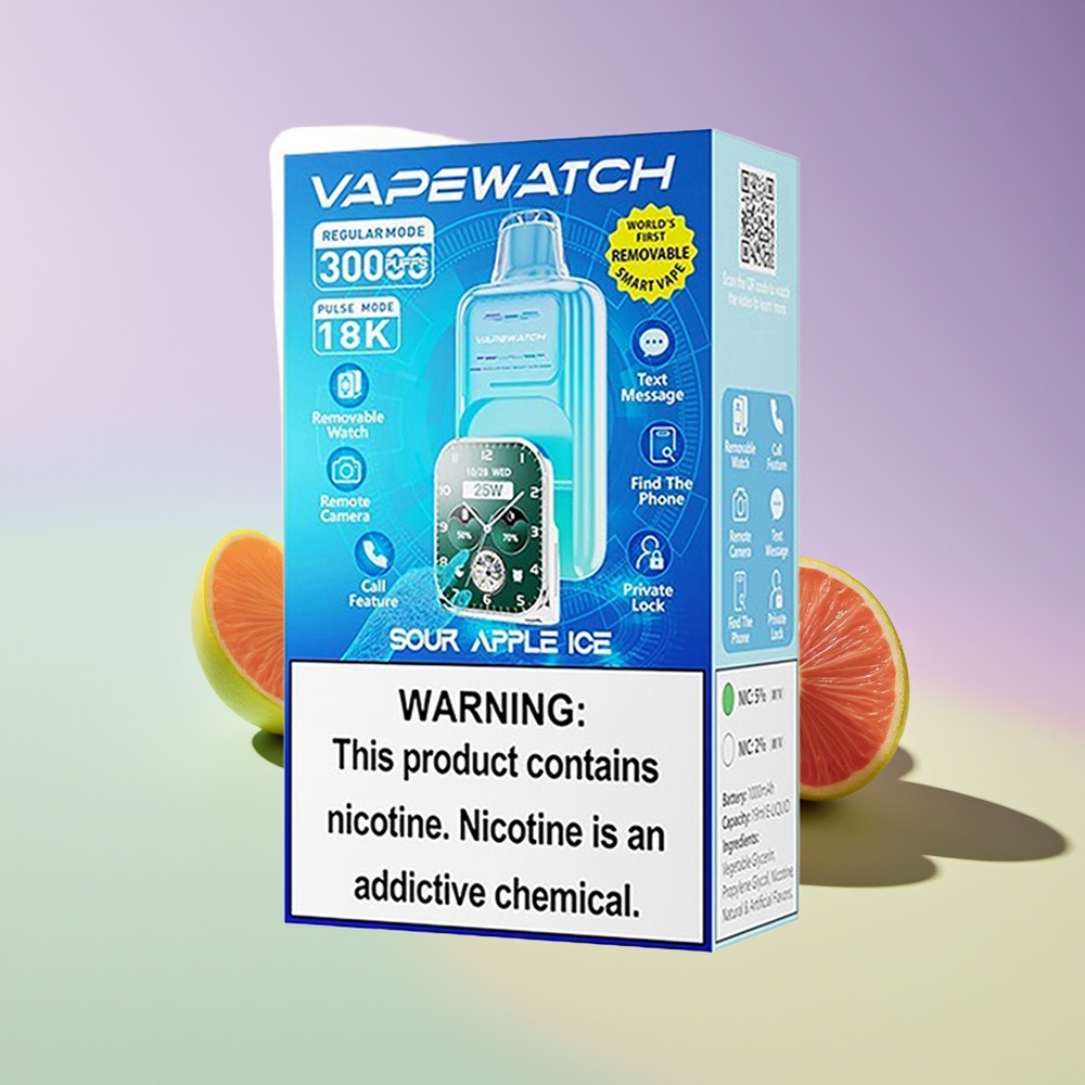 Wholesale Finland JNR VapeWatch 30000 Puffs Kertakäyttöinen Höyrystin Kirpeä Omena Jää