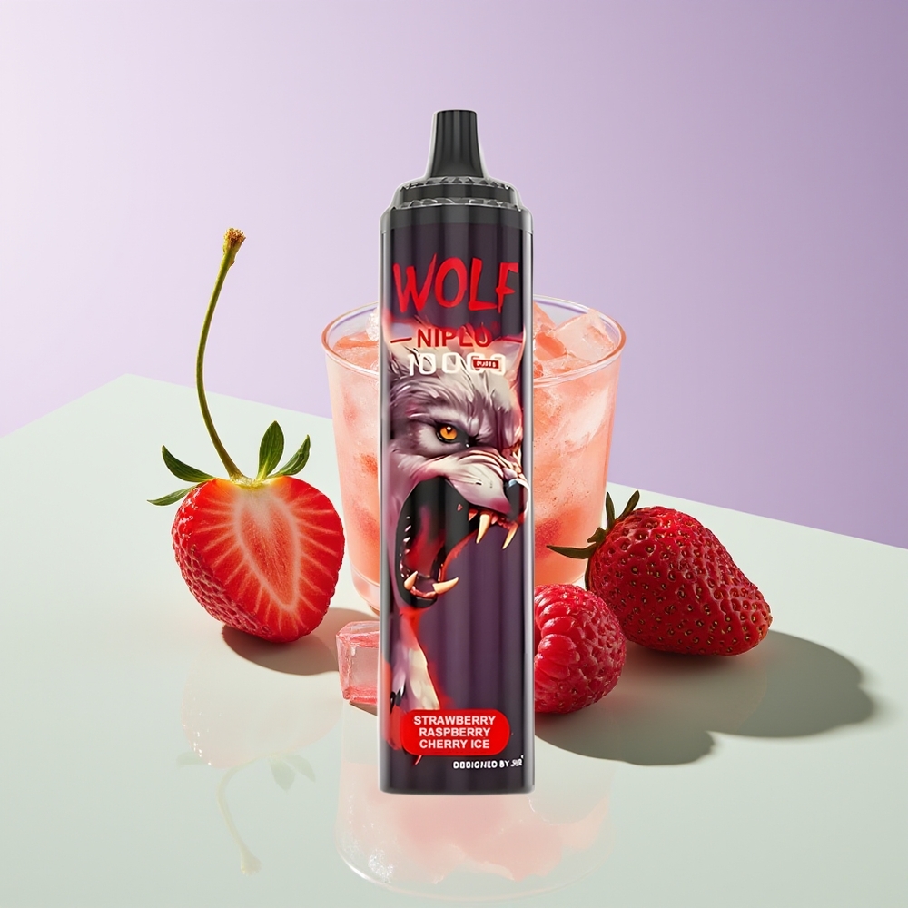 Wholesale Finland JNR Wolf Niplo 10000 Puffs Mansikka Vadelma Kirsikka Jää