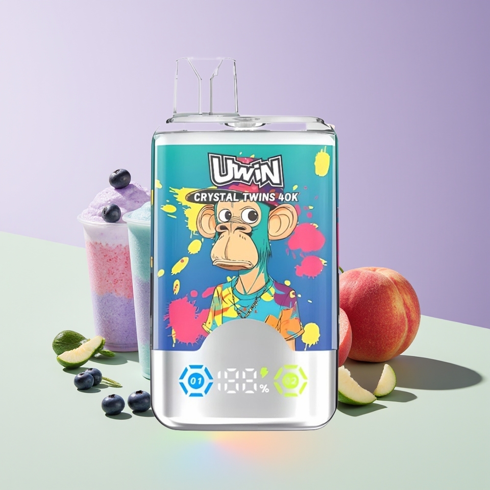 Wholesale Finland UWIN Crystal Twins 40000 Puffs Mustikkajää Kesäpersikkajää