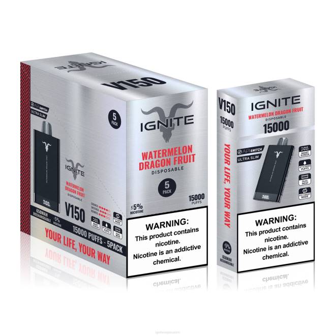 IGNITE V150 vape kynä 5 kpl pakkaus - IGNITE Suomi ZJRL93 vesimeloni lohikäärmeen hedelmä