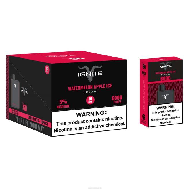 IGNITE V60 vape kynä 10 kpl pakkaus - IGNITE Nicotine Vape Reviews ZJRL28 vesimeloni omenajäätä