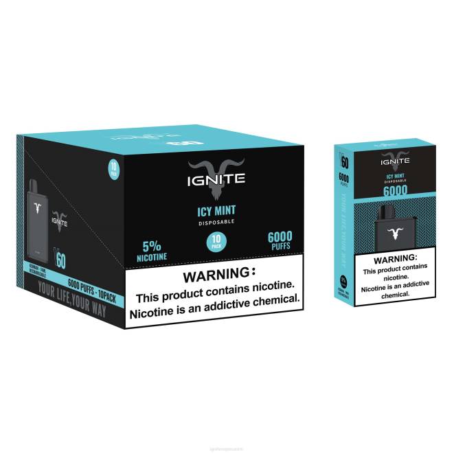 IGNITE V60 vape kynä 10 kpl pakkaus - IGNITE Vape Europe ZJRL20 jäinen minttu