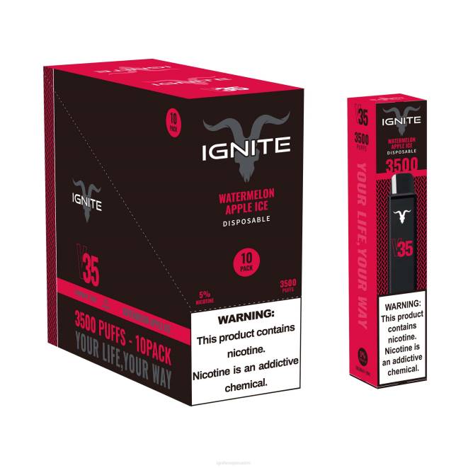 IGNITE V35 vape kynä 10 kpl pakkaus - IGNITE Puff Price ZJRL129 vesimeloni omenajäätä